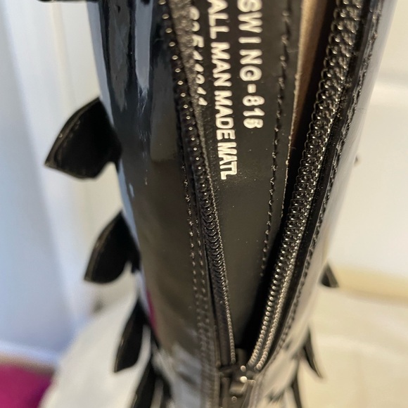 DEMONIA SWING-815 PATENT VEGAN BLACK PLATFORM BOOTS - Picture 10 of 12